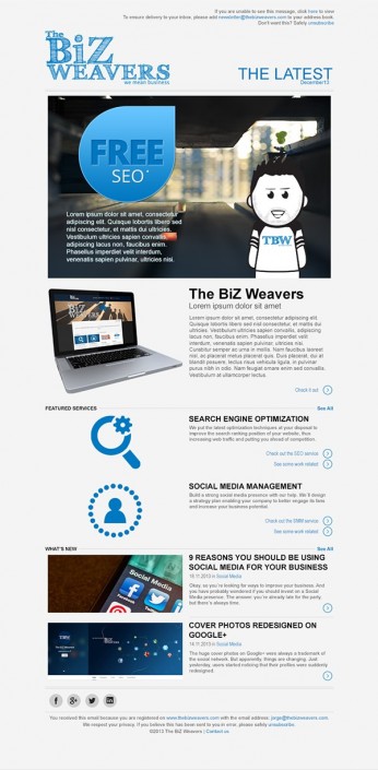 The BiZ Weavers newsletter layout